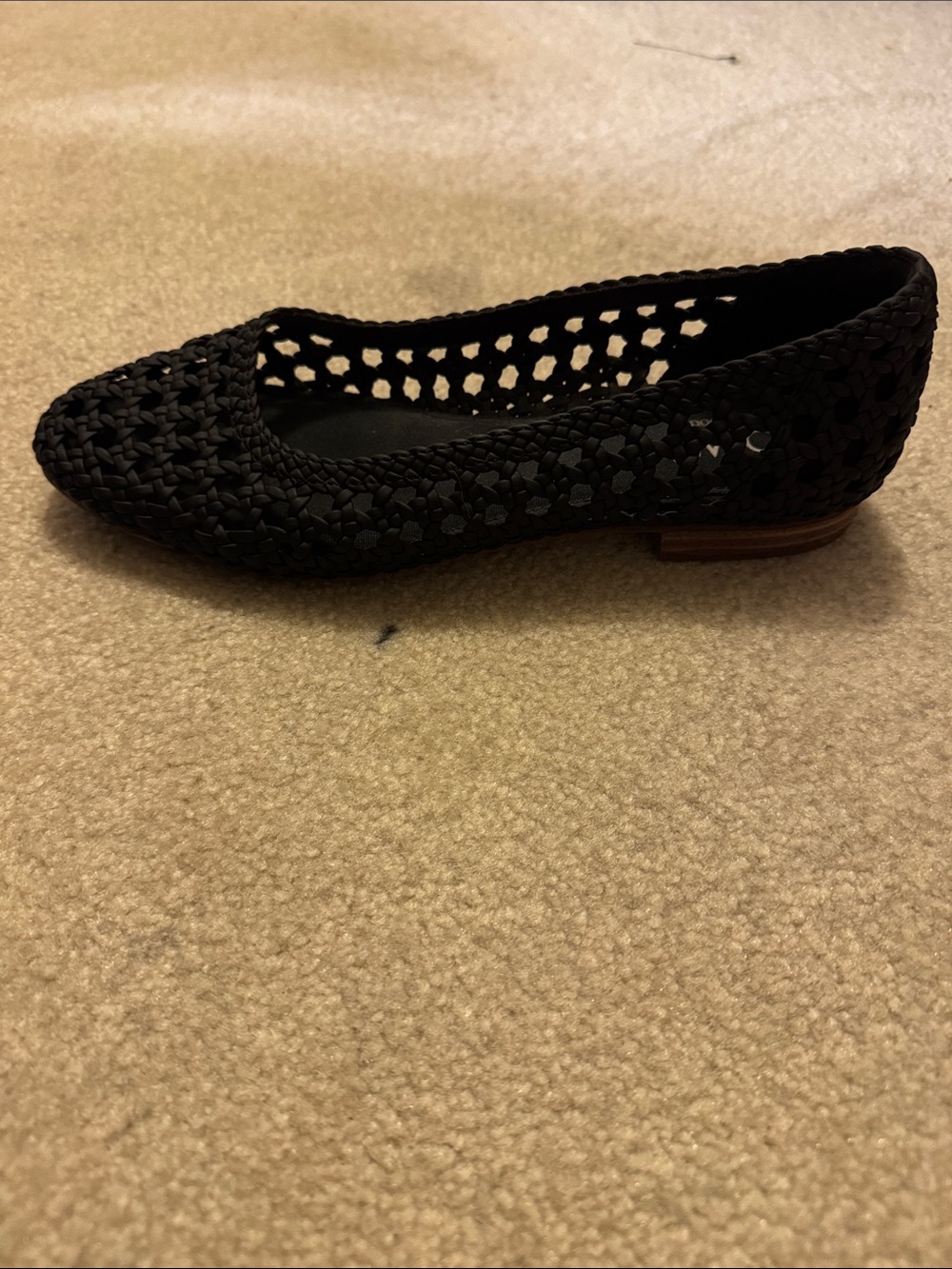 Toms Black Woven Crochet Ballet Flat